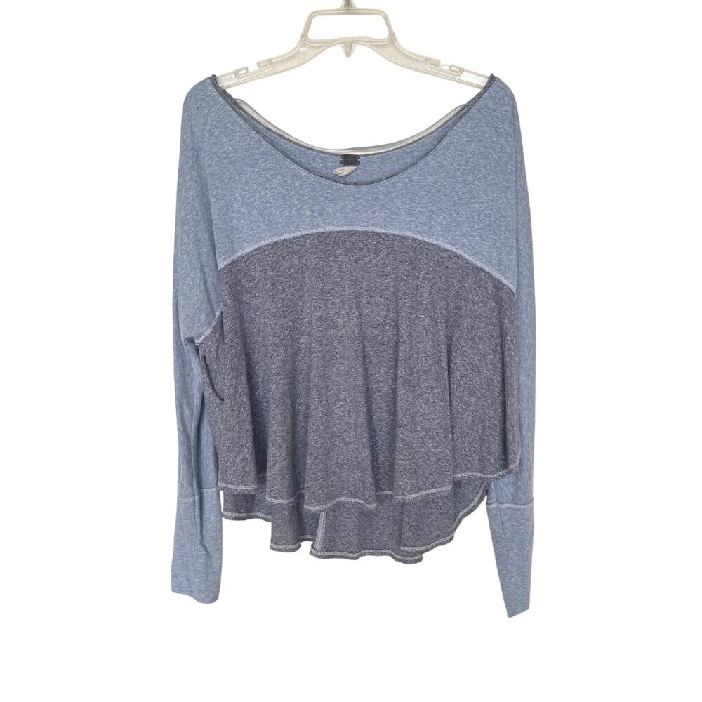 We The Free Womens Long Sleeve Colorblock Top Large Lightweight Relaxed Fit
